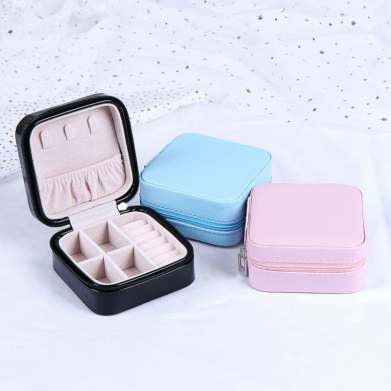 

Jewelry Casket Cosmetic Storage Box Makeup Packing Organizer Multi-function Earrings Ring Container Case Portable Leather