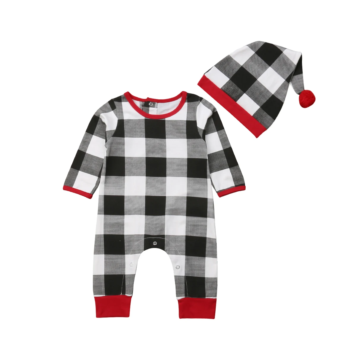 Рождественский Комбинезон для маленьких мальчиков и девочек, комбинезон с длинными рукавами, одежда в клетку
