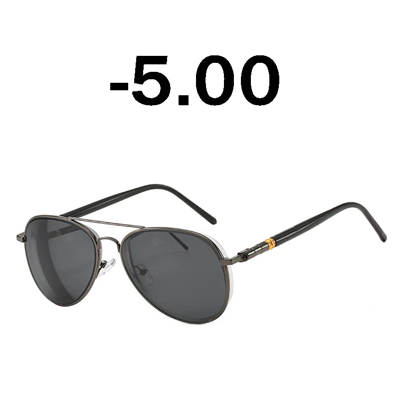 Elbru поляризованные готовой близорукость солнцезащитные очки Для женщин Для мужчин Классические вождения очки близорукие очки с диоптриями диоптрий-0,5~ 6,0 - Цвет оправы: Gray -5.00