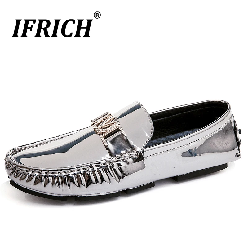 

New Cool Casual Men Shoe Slip On Casual Men Sneakers Plus Size Loafers Men Shoes Patent Leather Drive Shoes Non-Slip Man Loafers