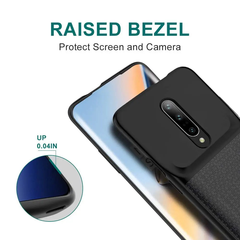 NEWDERY Battery Case for OnePlus 7 Pro, 4700mAh Slim Extended Charger with TPU Raised Bezels, Rechargeable Charging Case image 5