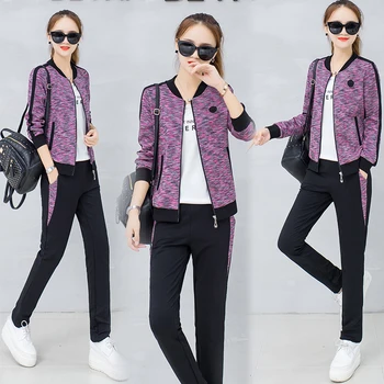 

2017 women new autumn outfit korean fashion three-piece clothing set casual tracksuit leisure zipper clothes sweatshirt pants