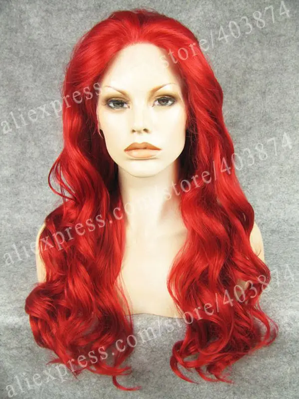

Cosplay Party Wig Long Body Wavy Fire Red Synthetic Lace Front Wig