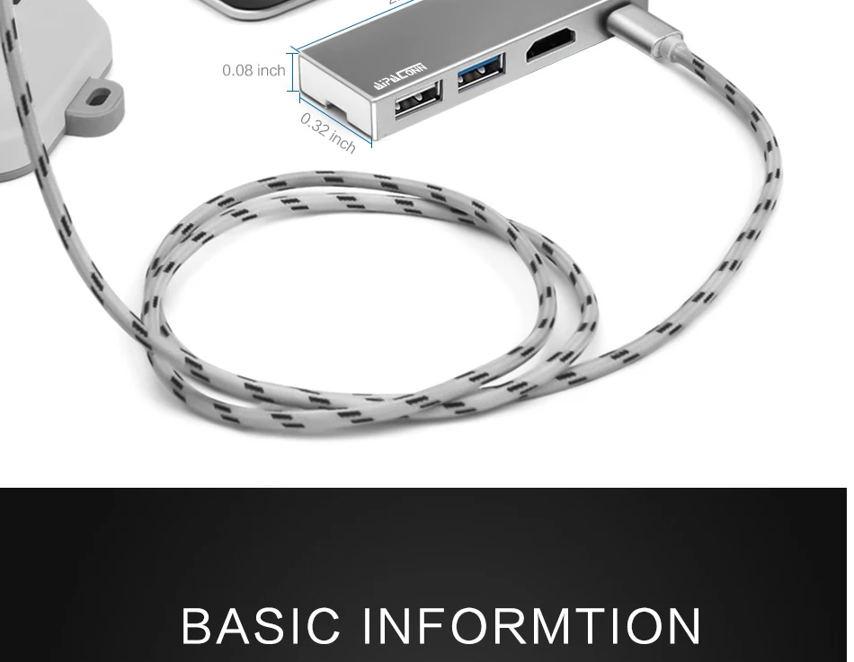 Тип с разъемами типа C и HDMI+ USB3.0/2,0+ зарядка PD для macbook и телефона, чтобы контролировать проекции Thunderbolt 3 адаптер