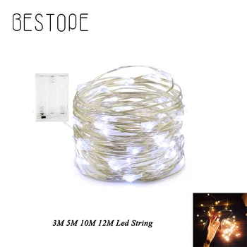 

5M 10M 12M 50 100 120 LEDS Led Strings Copper Wire 3XAA Battery Operated Christmas Wedding Party Decoration LED String Fairy Lig