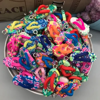 

Mixed colors Polymer clay mini simulation slipper for Micro landscape and key chain decoration,DIY26x13x9mm