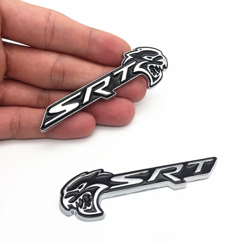 FDIK 2PCS/set Car Styling SRT HELLCAT Head Metal Black Red Emblem Badge Sticker for Jeep SRT8 Charger SRT4 SRT6 Auto Car Decal