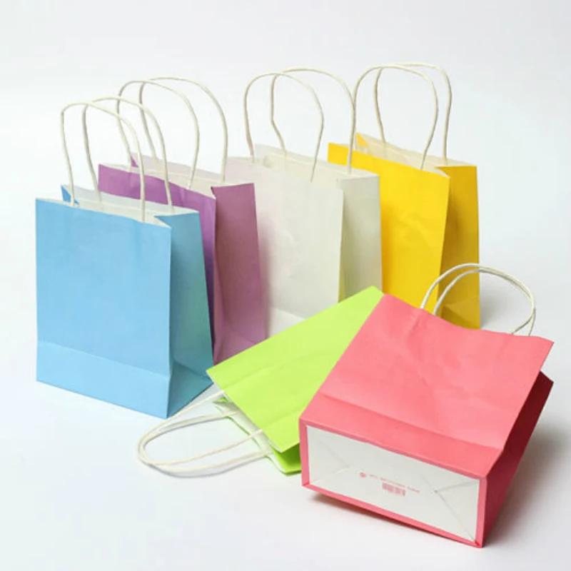 5 шт./лот Роскошные вечерние сумки-Подарочный пакет из крафт-бумаги с ручками перерабатываемый мешок