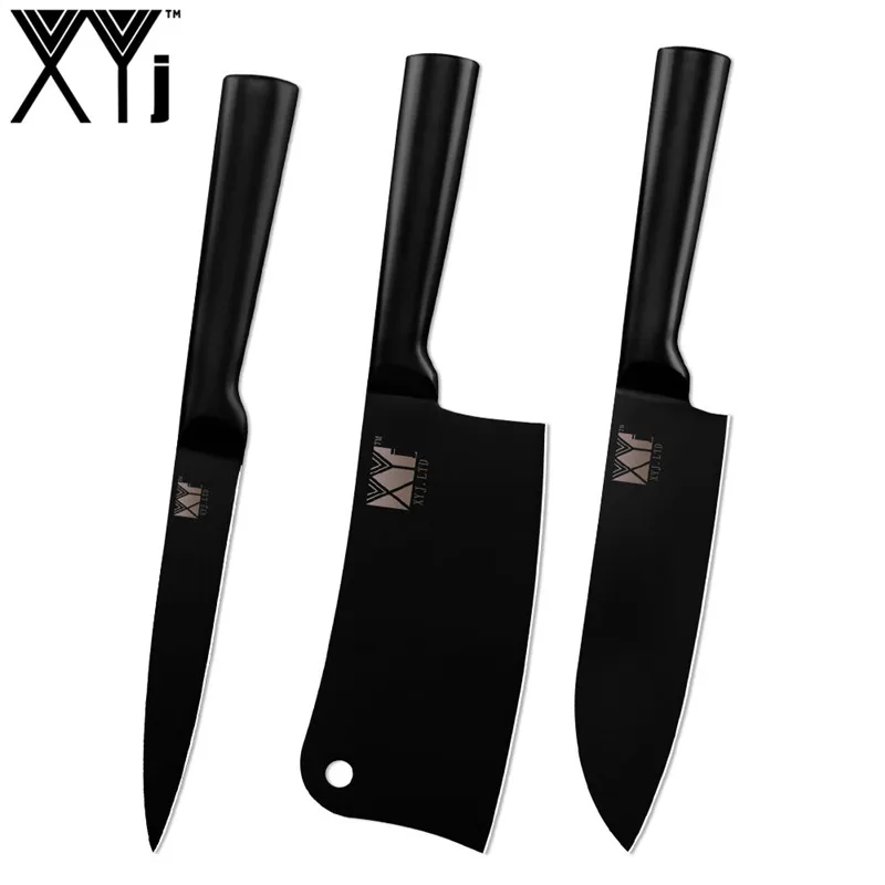 XYj 4 шт. кухонные ножи из нержавеющей стали 7 ''Santoku 6,5'' Кливер разделочный 5 ''Универсальный нож кухонные принадлежности Инструменты - Цвет: B.3pcs set