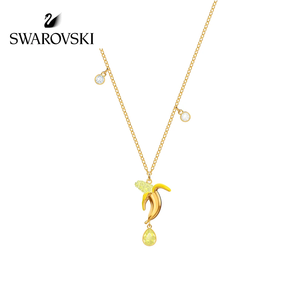 

Original Genuine Swarovski NO REGRETS Lovely Banana necklace Women Pendant Necklaces Party Gold Jewelry 18k Fine Necklace5457504