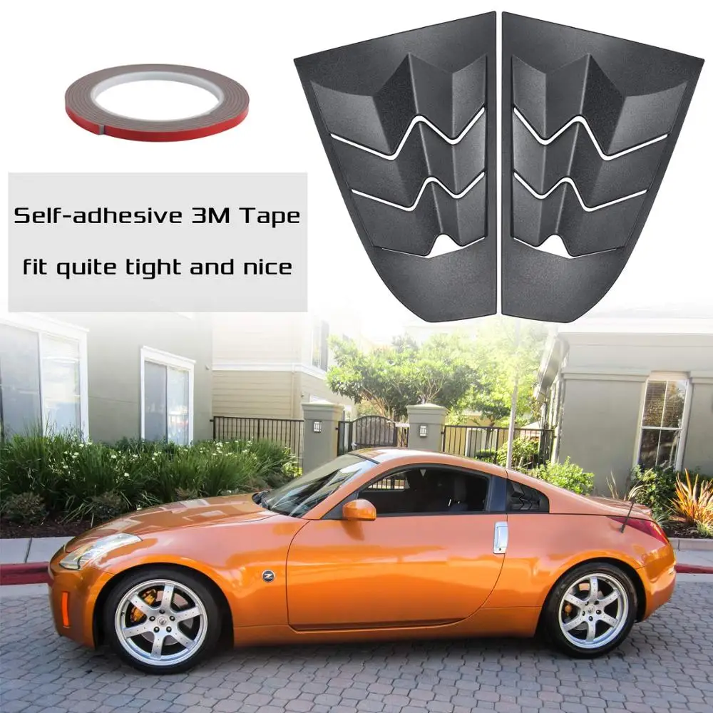 Rear and Side Window Louvers for 2003-2008 Nissan 350Z Matte Black ABS Window Visor Sun Shade Cover Vent
