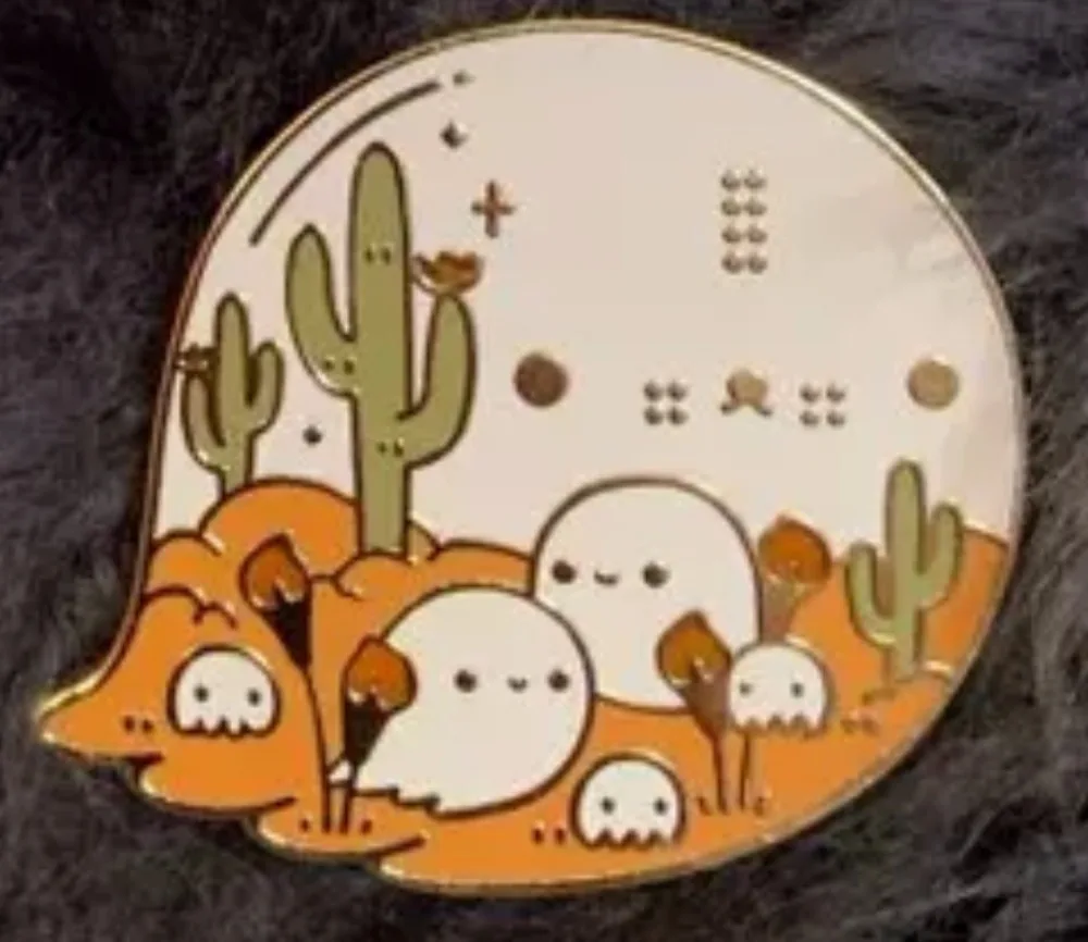 

Cute ghost cactus enamel pin cartoon doll badge