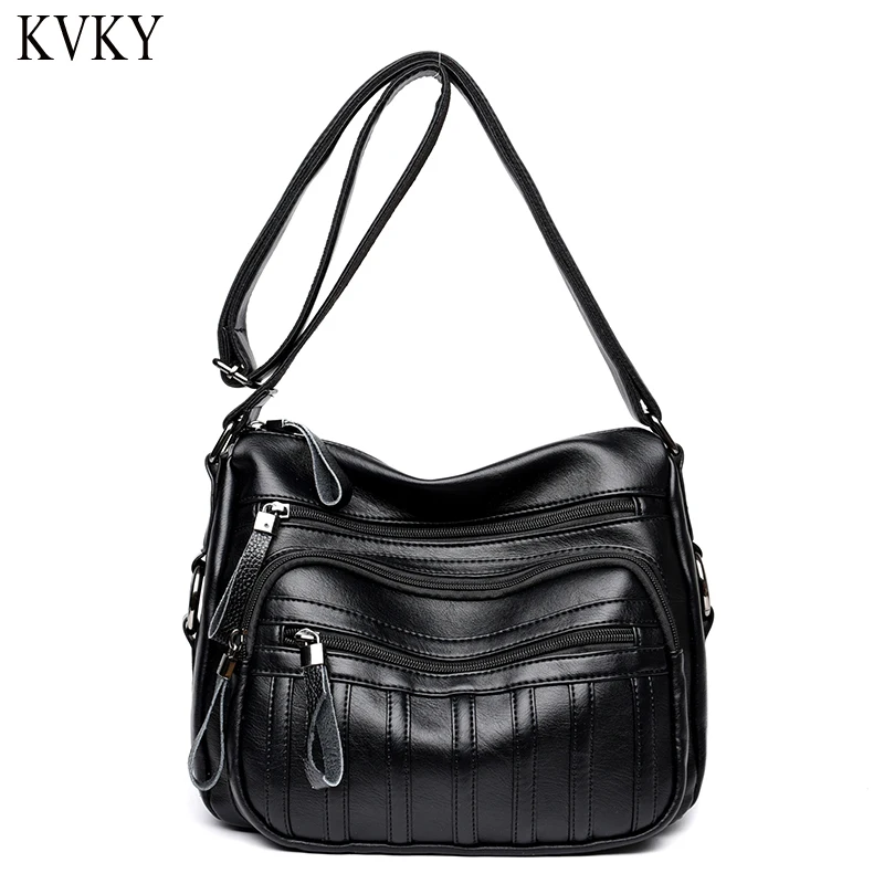 

2019 New Women Shoulder Bags Black PU Leather Women Crossbody Bags Elegant Ladies Bag Vintage Messenger Bag Handbags
