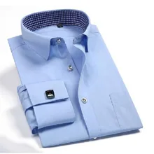 Деловые мужские формальные рубашки с длинными рукавами Camisa, однотонные высококачественные французские запонки, дизайнерские Рабочие Рубашки Vestido