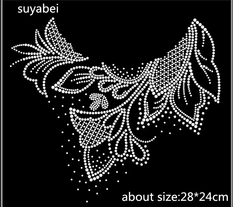 A Piece of Flower Collar Rhinestone Appliqu\u00e9 IPA090 Iron On Rhinestone Transfer Bling Hot Fix Motif Applique