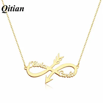 Custom Arrow Name Necklace Personalized Gold Infinity Necklaces For Women Stainless Steel Jewelry Handmade Gift