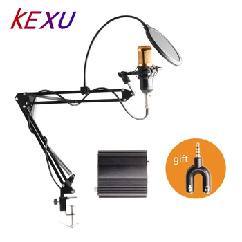 

KEXU profession bm 800 condenser microphone for computer karaoke mic bm800 Phantom power pop filter Multi-function sound card