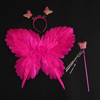 

New Colorful Kids Girl Butterfly Feather Wing Fairy Angel Wings Cosplay Performance Props Birthday Party Dress Decoration