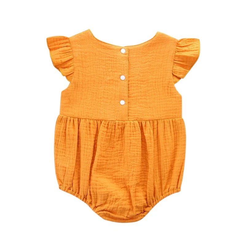 

Infant Baby Flare Sleeve Solid Print Rompers Kids Girls Summer Jumpsuit Newborn Clothes