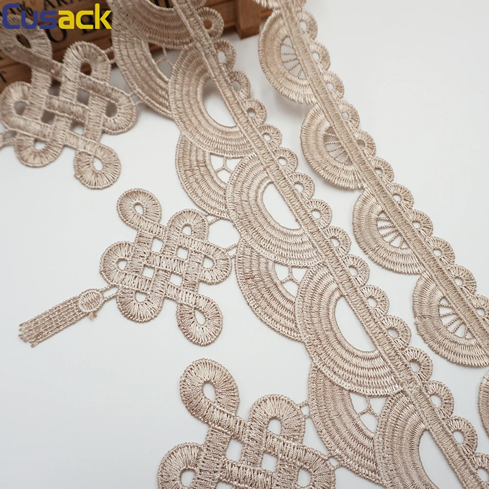 

Cusack 2 yards Lace Trim Ribbon Strip Tassel for Sofa Cover Curtain DIY Crafts Sewing Khaki Polyester Lace Fabric