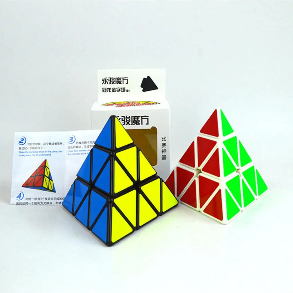 

Funny Pyramid Shape 4 Sides Magic Cube Puzzle Toy for Kids