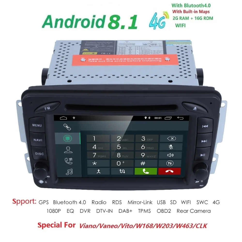 

In Stock 7"Android 9.0 Car DVD Player For Mercedes Benz W209 W203 W163 W463 Viano W639 Vito Wifi 4G GPS Bluetooth Radio Stereo
