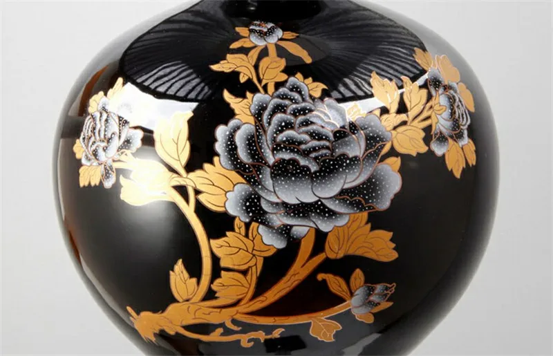 Современный китайский Стиль торшер Керамика вертикальный абажур для Гостиная Украшения в спальню освещения ретро черный E27 светильник