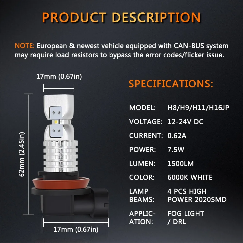 2 шт. H11 Светодиодный противотуманный фонарь H8 HB3 9005 HB4 9006 PS X 24W H16 светодиодный противотуманный светильник для Ford Figo Fiesta MK7 Mondeo MK4 Chevrolet Cruze