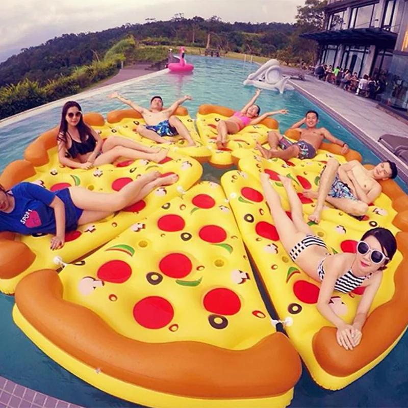 

Water beach supplies Pizza Float Thick PVC The whole family to play Pizza swim ring