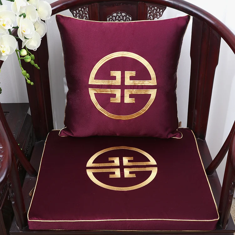 Embroidery Joyous Thick Cushion Chair Seat Pad Chinese Mulberry Silk