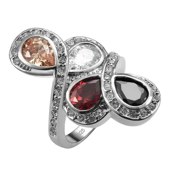 

Exquisite Morganite Garnet Black onyx White Crystal Zircon 925 Sterling Silver Ring For Women Size 6 7 8 9 10 11 F1561