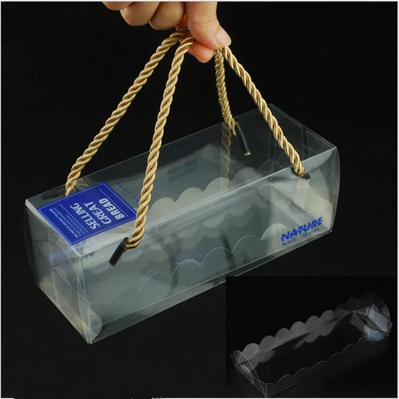 18cm*6.5cm*6.5cm Transparent Plastic Packaging box with rope handle