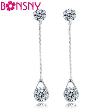 Bonsny Silverstone серьги-гвоздики из кубического циркония, циркониевые амулеты, модные ювелирные изделия, женская обувь, свадебные аксессуары