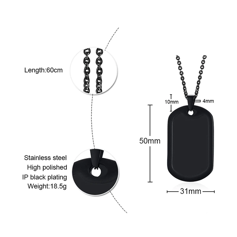 Персонализированные мужские черные Dogtag Цепочки и ожерелья силиконовые Обёрточная бумага военные Нержавеющая сталь Nameplated подарок мужу