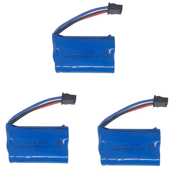 6.4V 800MAh 16500 Lipo Battery for WLToys 18628 18629 18428 18429 RC Car Toy Spare Parts 6.4V SM-4P Plug 800mah Li-ion battery