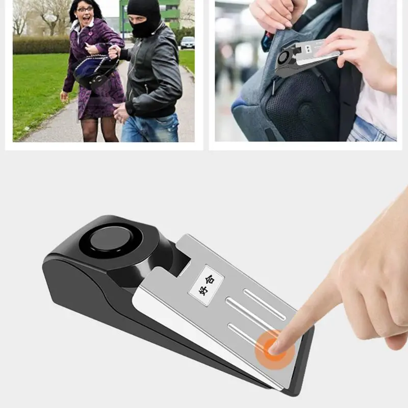 

120dB Door Stop Alarm Portable Vibration Alert Burglar Security Door Stopper Blocking System for Home Travel Wireless Safety Too
