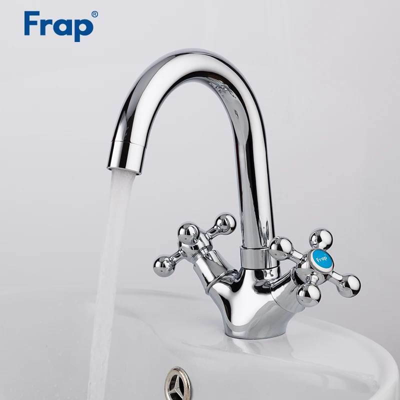 

FRAP Bathroom Chrome Basin Faucets Kitchen Faucet Daul Handle Sink Faucet Tap Bath Hot and Cold Water Mixer Faucet F1319
