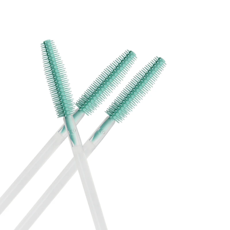 50pcs One-off Silicone Mascara Wands Applicator Disposable Eyelash Brushes Towel Shape Makeup Brush For Eyelash Extension - Handle Color: Tran mint green