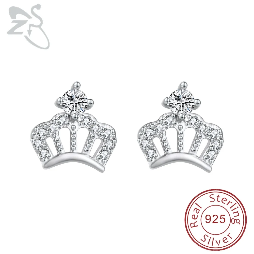 Silver Crown Earrings for Girls Princess Sterling Silver 925 Earring