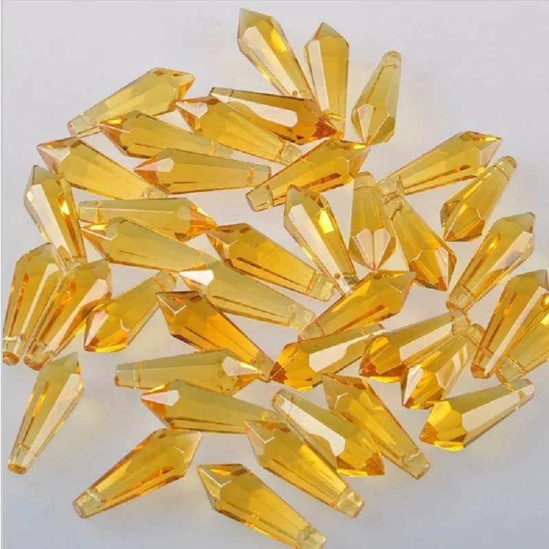 38MM Yellow Crystal Pendants Crystal Prisms Glass Drops for Chandeliers Lustre Chandelier Crystal Free Shipping