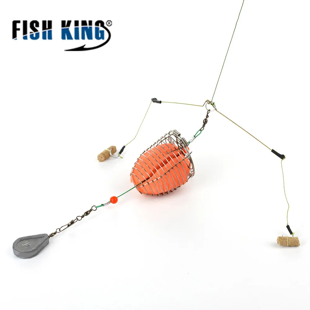 Fish King 1 шт. Размер: 30 г кормушка для ловли карпа рыболовная клетка для приманки с бочкой поворотный свинцовый грузило с крючками для ловли карпа рыболовные снасти