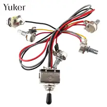 Yuker жгут проводов 2В/2Т 3 способ тумблер 500К горшки для двойной Хамбакер гитара замена 