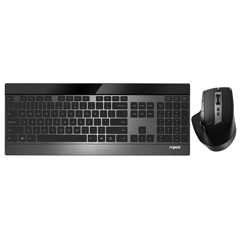  Rapoo Multi-mode Wireless Slim Metal Keyboard & Rechargeable Laser Mouse Combo Bluetooth 3.0/4.0 & 