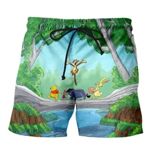 PLstar Cosmos дропшиппинг летние мужские повседневные шорты с мультяшным пухом, животный принт, дружба, 3d принт, эластичные короткие брюки