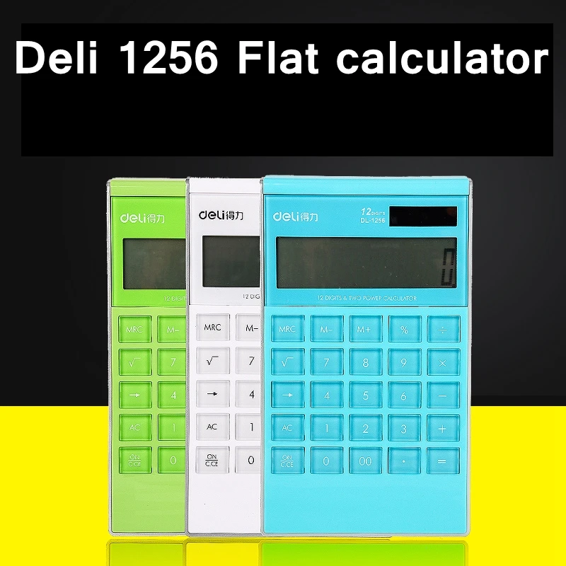 Deli 1256 Flat pocket calculator plastic button design