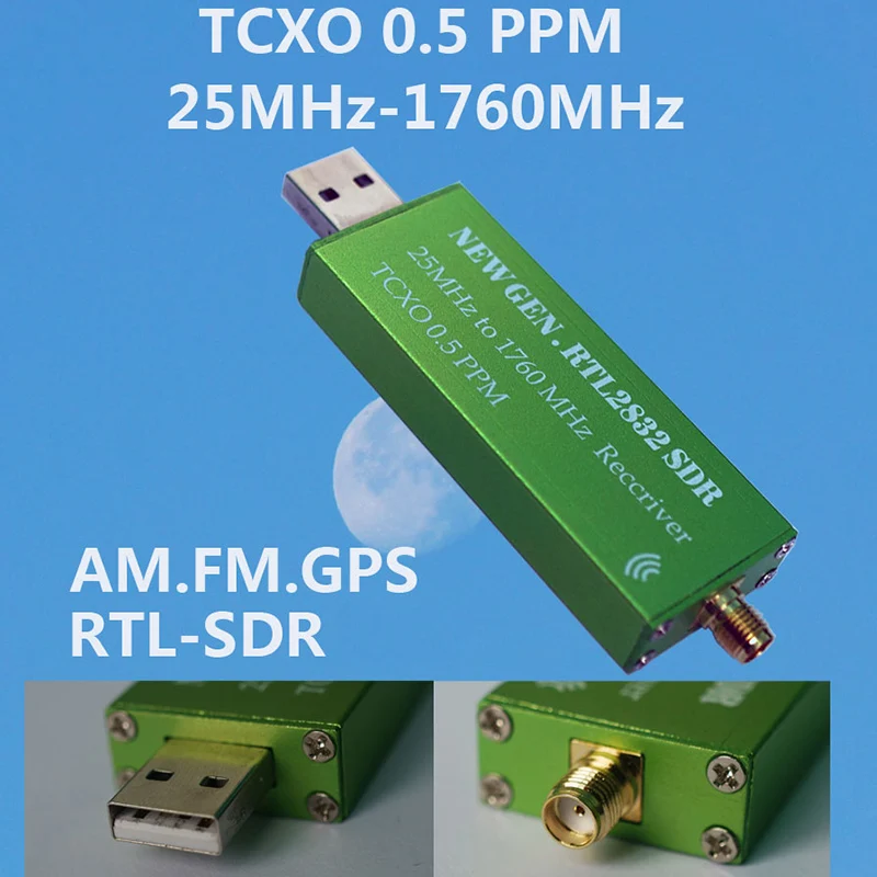 25 МГц~ 1760 МГц RTL-SDR приемник с 0.5PPM TCXO RTL2382U SDR радио приемник Поддержка AM NFM FM DSB LSB CW без антенны