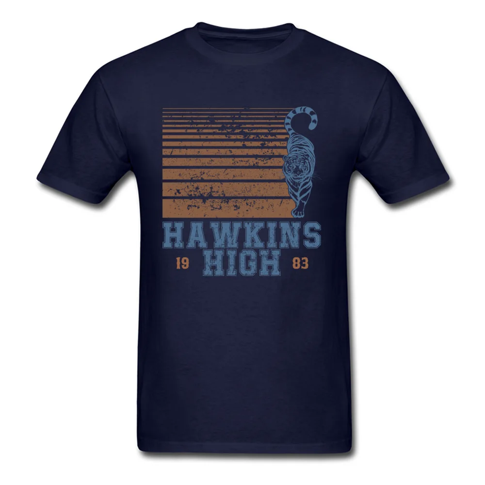 Unique Tshirts Crazy Short Sleeve Special Round Collar 100% Cotton Fabric Tops & Tees Casual Tees for Male ostern Day Hawkins High school class of 1983 navy