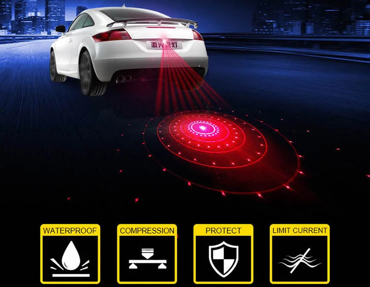 

Laser Fog Lamp for Automobile and Motorcycle Six-in-one decorative lantern for preventing rear-end collision Warning lights