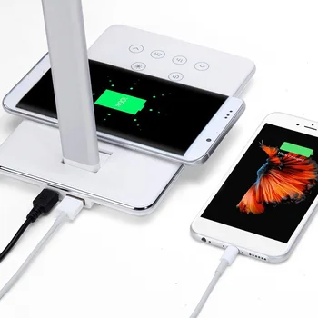 

DOITOP Universal Wireless Desktop Charger USB Charging For Smartphone Folding QI Wireless Charger With 4 Light Color Desk Lamp