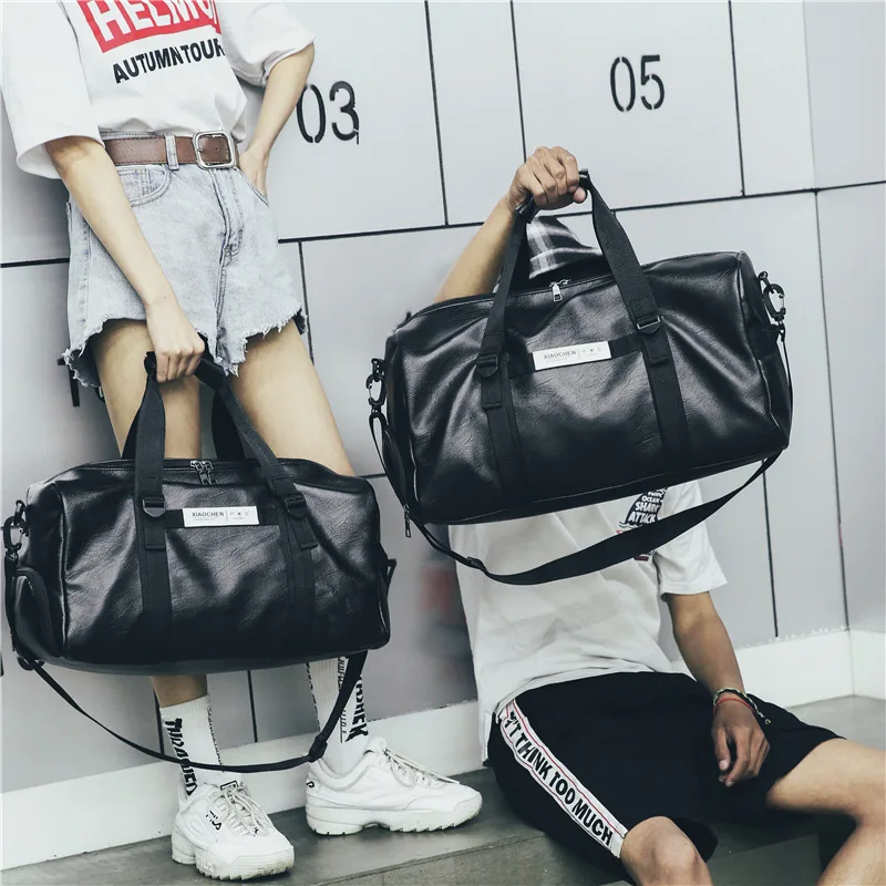 

Fashion Women Men Unisex Travel Bag Handbag Beach Shoulder Bag Crossbody Bag PU Large Capacity Couples Duffel With Shoe Position